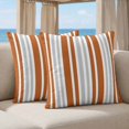 thumbnail image 5 of 24x24 Pillow Covers Set of 2, Burnt Orange Grey Stripe Square Throw Pillow Covers for Couch/Sofa/Living Room, Farmhouse Minimalist Striped Decorative Soft Pillowcases for Couch Throw Pillows, 5 of 9