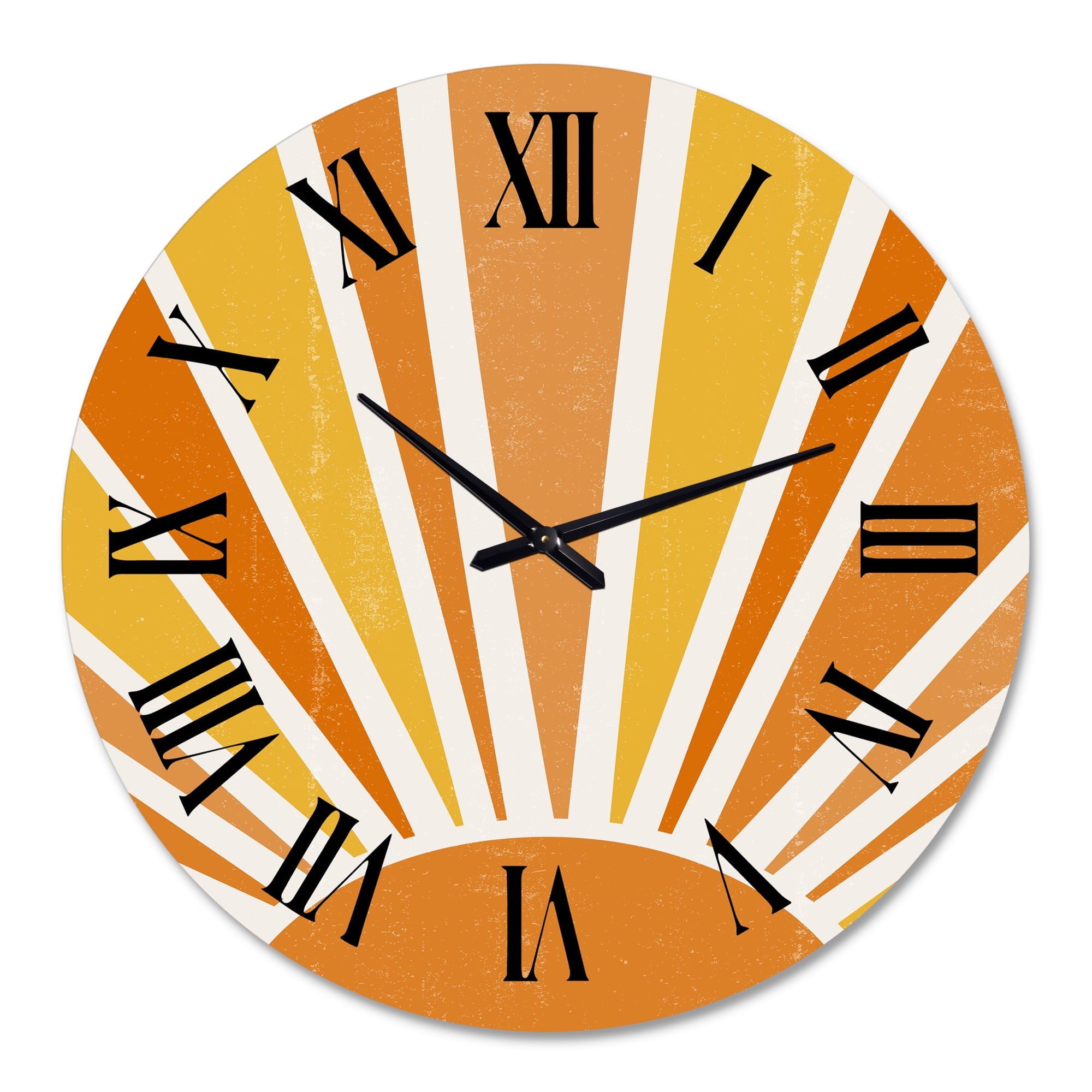 Designart 'Minimalist Bright Shining Orange Sun Rays Ii' Modern Wall Clock