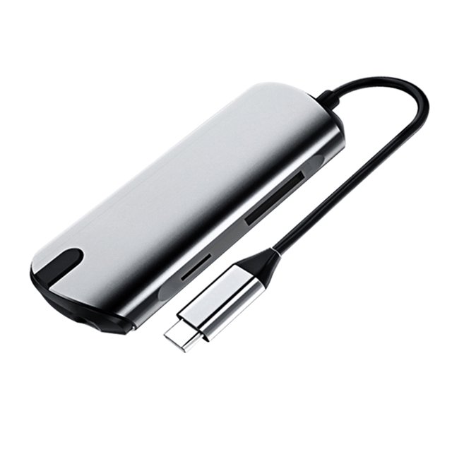 Adaptador 6 en 1 tipo c con cargador inalámbrico multipuerto 4k HD Lector de tarjetas TF con estación de acoplamiento 3 USB3.0 Advancent EL000122-00B