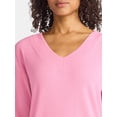 thumbnail image 4 of Lissome Women’s Soft Double Brushed Waffle Knit Long Sleeve V-yoke top and Jogger Pant Pajama Set , Sizes S-3X, 4 of 4