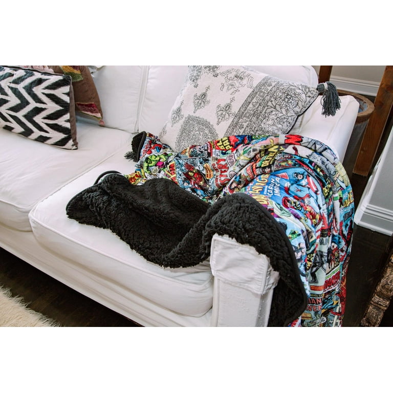 Marvel Comics Oversized Fleece Sherpa Throw Blanket 54 x 72 Inches