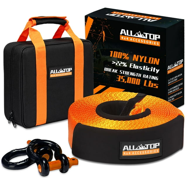 Kit de recuperación Tow Strap ALL-TOP de 3 cm x 9 m, 15.875 kg de nailon
