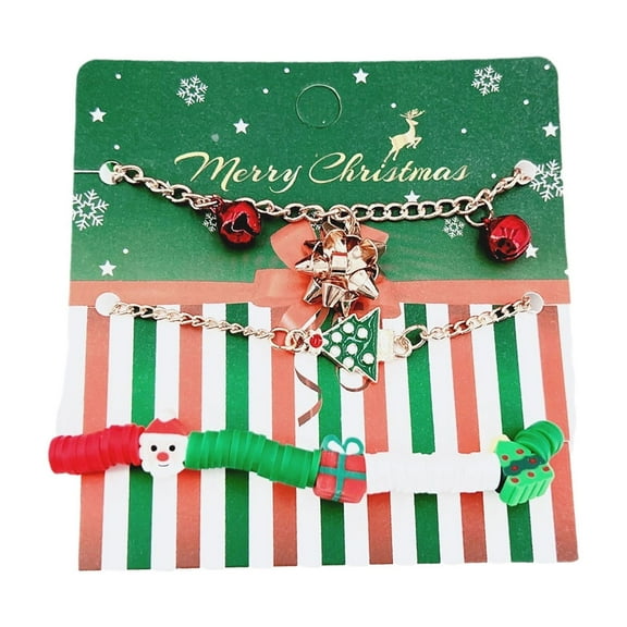 Fogun Christmas Charm Bracelet for Women Girls Festive Wrist Chain Trendy Bangle Jewelry with Colorful and