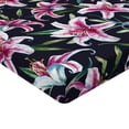 thumbnail image 4 of Ambesonne Lily Flowers Fitted Sheet, Watercolor Leafy Bloom, Queen Size, Magenta Jade Green, 4 of 5
