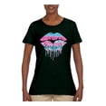thumbnail image 2 of Wild Bobby, Dripping Lipstick Lips Cute Pink Blue Lips Gift Beauty Makeup Lover, Streetwear, Womens Graphic Tees, Forest Green, 3XL, 2 of 3