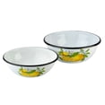thumbnail image 6 of Novomoskovsjka Posuda Lemon Enamel Serving Bowl Set of 2 pcs Shatterproof Enameled Steel Fruit and Salad Bowls for Cooking Enamel Mixing Bowl for Indoor and Outdoor Use Metal Bowls, White Yellow, 6 of 12