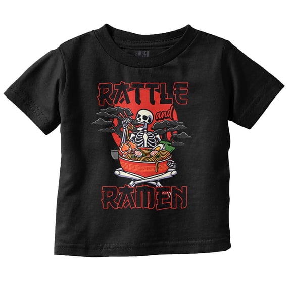 Japanese Rattle and Ramen Skeleton Toddler Boy Girl T Shirt Infant Toddler Brisco Brands 6M