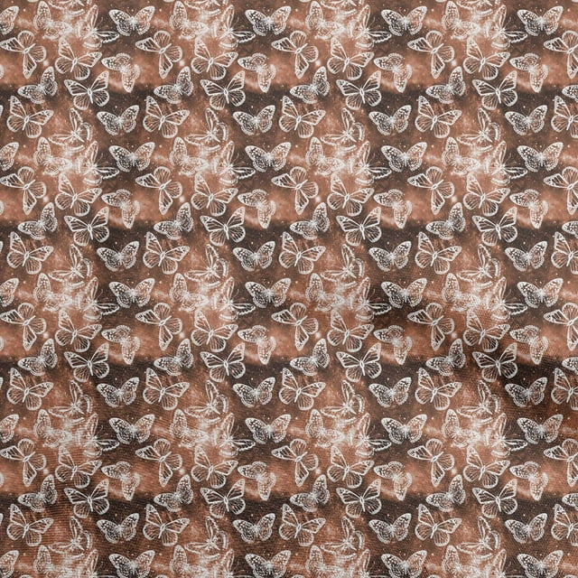 oneOone Cotton Silk Rust Brown Fabric Butterflies Sewing Craft Projects Fabric Prints By Yard 42 Inch Wide