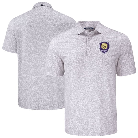 Men's-Cutter & Buck  Gray Orlando City SC Big & Tall Pike Eco Flora Print Recycled Polo