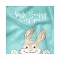 thumbnail image 1 of Saying Decorative Napkins Set of 4, Some Bunny Loves You Text and a Funny Friendly Rabbit with a Big Smile, Silky Satin Fabric for Brunch Dinner Party, 12", Pale Blue Tan and White, by Ambesonne, 1 of 2