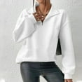 thumbnail image 2 of UAMVSH Womens Sweatshirts Trendy Fall 1/4 Zipper Lapel V-Neck Tops Clothes Casual Long Sleeve Business Work Dressy Pullover(X-Large,White), 2 of 6