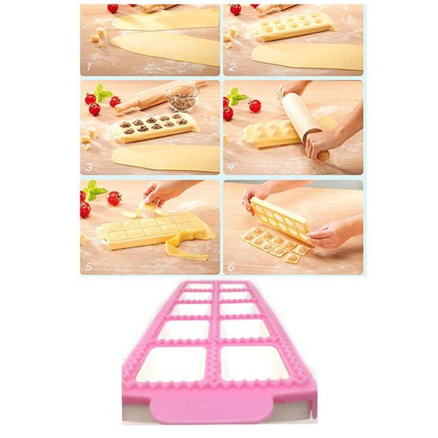 10-Hole Plastic Ravioli/Pierogi/Dumpling Maker Wrapper Empanada Press Mold Dough Cutter Pie Ravioli Dumpling Mould