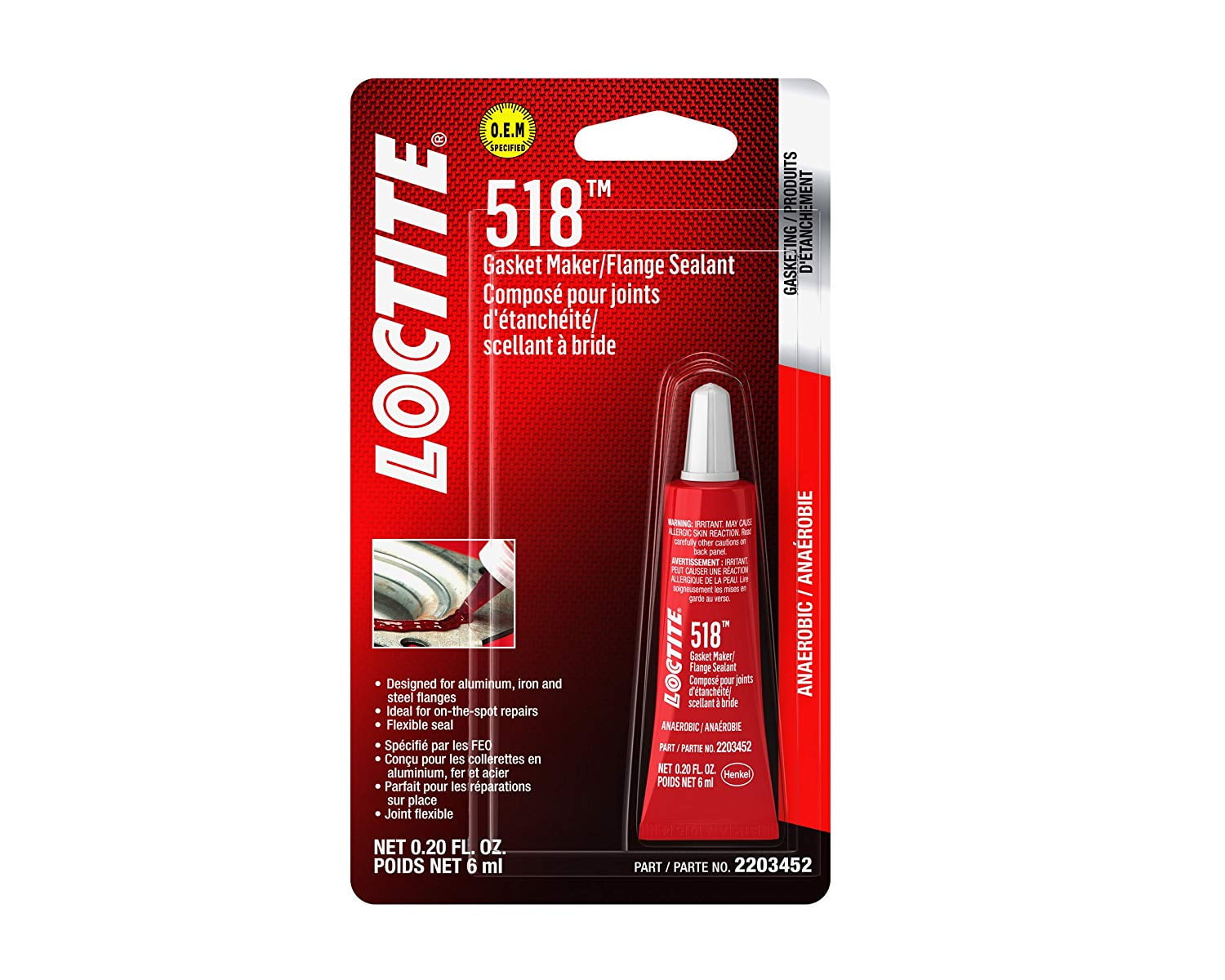Loctite 2203452 1 Pack 518 Gasket Maker Flange Sealant (6 ml Tube)