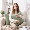 thumbnail image 5 of Decorative Corduroy Pillow Cover Soft Striped Texture for Living Room Sofa Premium Fabric Luxury Home Decor Square Throw Pillowcase Elegant Modern Style 18x18 inch Mint Green, 5 of 5