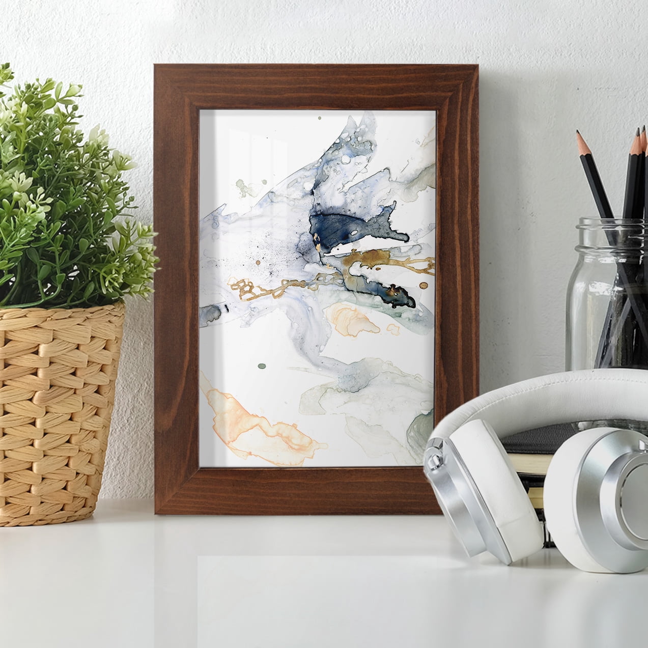Organic Interlace II -Framed Print w/glass-Chestnut
