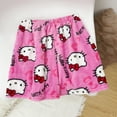 thumbnail image 4 of Pantalones cortos deportivos de franela Sanrio Hello Kitty para mujer, de verano, kawaii, suaves, rosas, con diseño de gato KT, de forro polar coral con dibujos animados., 4 of 6