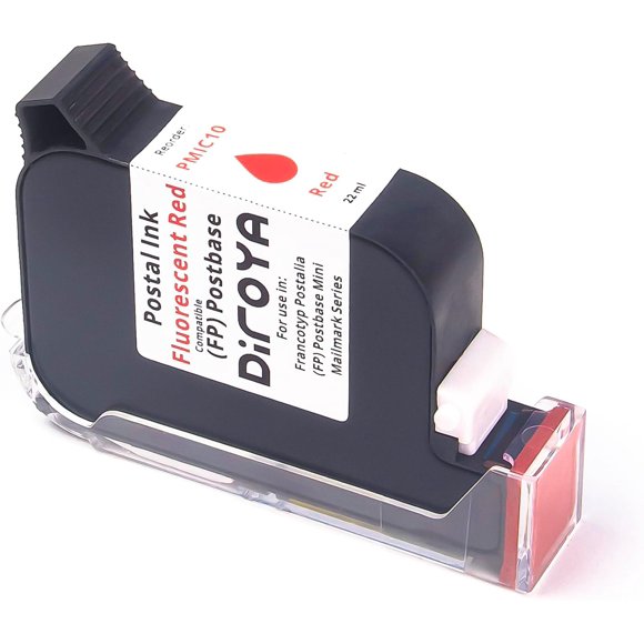 TRAHOO-PMIC10 Ink Cartridge High Yield Replacement for Compatible FP Francotyp Postalia Postbase Mini Series Franking Machine Fluorescent Red Postage Meters Ink Only