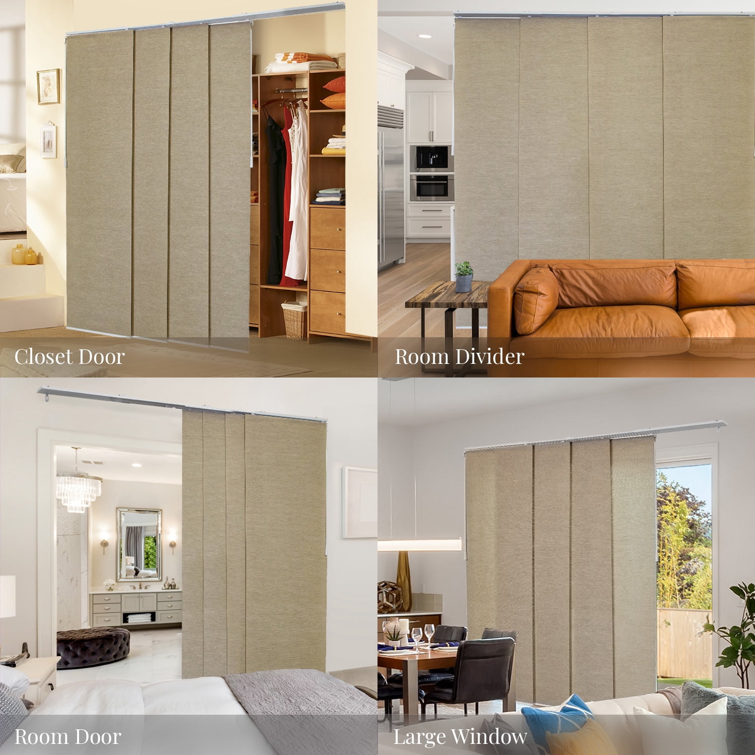 CHICOLOGY QUAD RAIL SLIDING PANEL Classical Gold (Light Filtering) W:46-86 x H:Up-to 96 inches