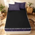 thumbnail image 4 of Erosebridal Victorian Damask Zipper Twin Comforter Sets with Fitted Sheet and 2 Pillowcases, Bohemian Blossom Zipper Bedding Set, Dark Purple Silver, Black Reversible, 4 of 7