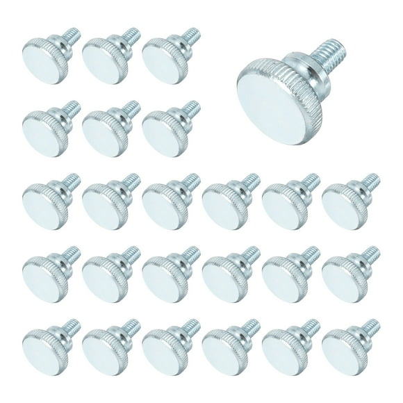 26 Pcs M6x8mm Knurled Thumb Screws, Zinc Plated Flat Knurled Head Fully Threaded Screw