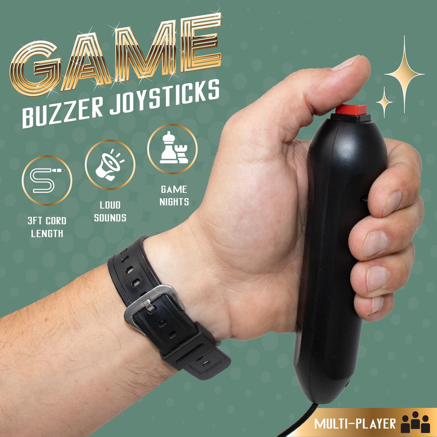 Digital Energy Wireless Game Show Buzzer System, 8 Player Quiz Game Set with Console Display and Handheld Controllers
