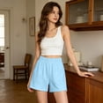 thumbnail image 4 of TRUNZI Womens Shorts Summer Side Zip Up High Waist Elastic Waistband Pull On Casual Loose Running Shorts with Patch Pockets, 4 of 9