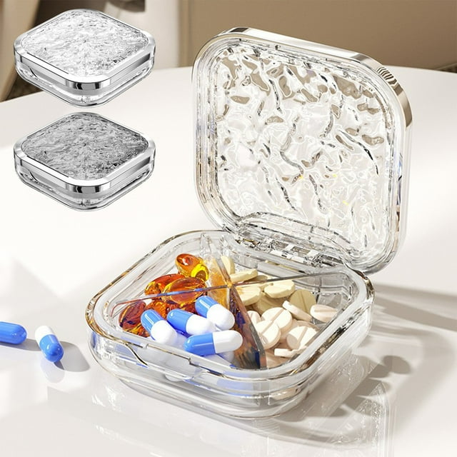 Vaidha Vitamin Organizer Vitamin Dispenser Supplement Organizer Portable Vitamin Sorter Large Size 4 Compartment Container Suitable For Outdoor Traveling