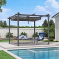 thumbnail image 2 of PURPLE LEAF Outdoor Retractable Pergola with Sun Shade Canopy 10' x 10' Patio Aluminum Pergola Shelter for Backyard Deck Garden Modern Metal Grape Trellis Pergola, Gray, 2 of 10