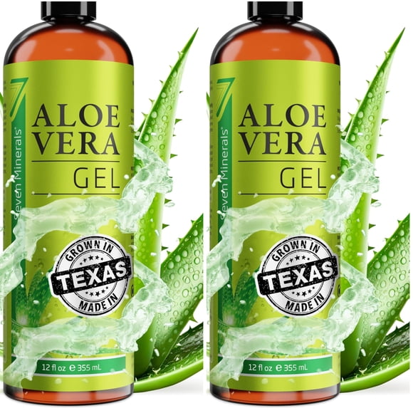 Gel de aloe vera Seven Minerals, 360 ml, 99% orgánico, paquete de 2