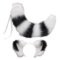 thumbnail image 3 of Cola de orejas de zorro de anime Hugo accesorios de diadema cosplay Blanco negro, 3 of 8