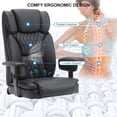 thumbnail image 7 of Reclining Office Chair with Footrest, Ergonomic Leather Computer Executive Chair with Wheels, Recliner Office Desk Chairs, 400LB Big and Tall Office Chair with Lumbar Support for Home Office,Black, 7 of 7