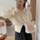 thumbnail image 3 of Cárdigan de punto con cuello de polo de alta gama retro francés, nuevo diseño superior de otoño e invierno, chaqueta suéter versátil para mujer, 3 of 5