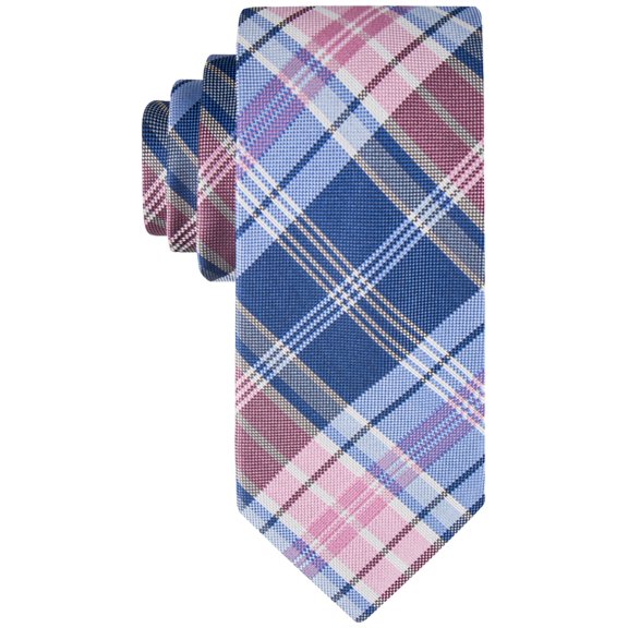 Tommy Hilfiger Mens Regular fit Tie Necktie One Size Pink Blue Plaid