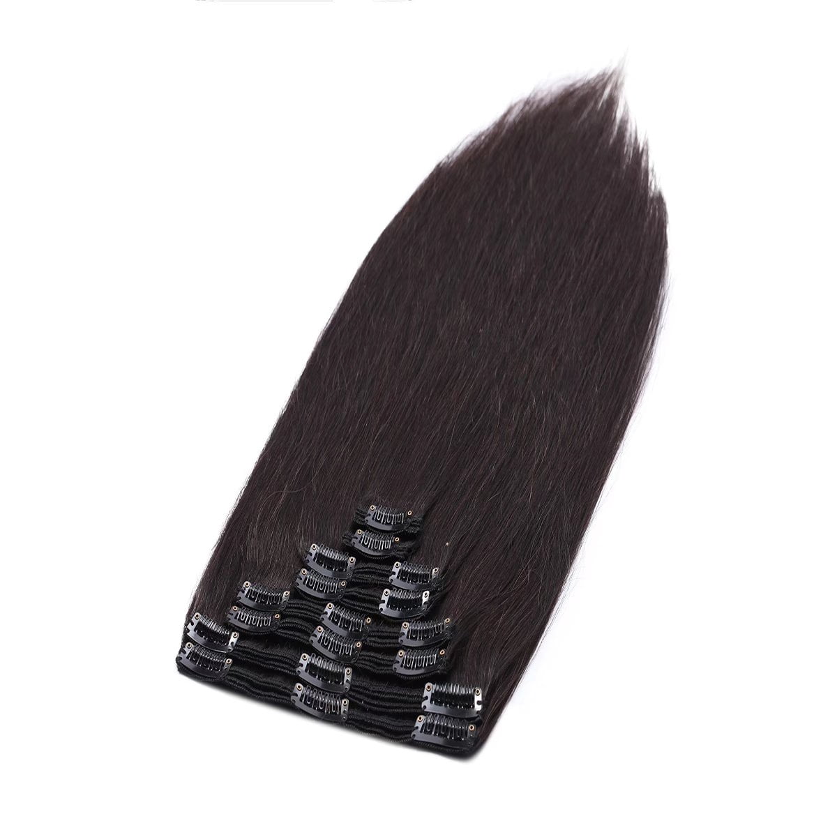 MY-LADY Extra Thick Clip in 100% Remy Human Hair Extension Double Weft Full Head Natural Hairpiece 110-170g #1B Natural Black22inch