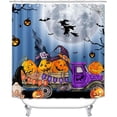 thumbnail image 2 of Juego de 4 cortinas de ducha con calaveras de colores, decoración de baño de Halloween con esqueleto de arcoíris psicodélico hippie, cortina de ducha de tela impermeable, alfombrilla de baño, 2 of 7