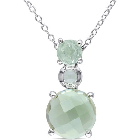 4-5/8 Carat T.G.W. Green Amethyst Sterling Silver Solitaire Pendant, 18