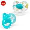 Medela Baby Original Pacifier for 0-6 Months, BPA-Free, Lightweight & Orthodontic, Baby Pacifiers, 2-Pack, Turquoise Blue and White with Baby Animals