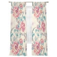 thumbnail image 2 of Sheer Curtains 84 Inches Long 2 Panels, Vintage Blossom Floral Leaves Rod Pocket Curtain Voile Draperies, Elegant Watercolor Flower Light Filtering Window Treatment for Living Room Kitchen Bedroom, 2 of 8