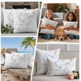 thumbnail image 5 of Modern White Outdoor Waterproof Pillow Covers, Minimalist Abstract Ribbon A Sketch Rt Decorative Rectangle Throw Pillowcase Sofa Cushion Sham for Patio/Couch/Chair, 20"x12" 2 Pack, 5 of 8