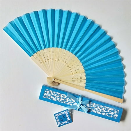 

NIUREDLTD Home Decoration Wedding Gift Box Gift Fan Tray Carton Couple Gift Solid Color Silk Fan