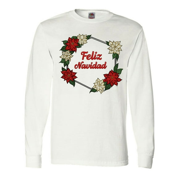 Inktastic Feliz Navidad Poinsettia Long Sleeve T-Shirt
