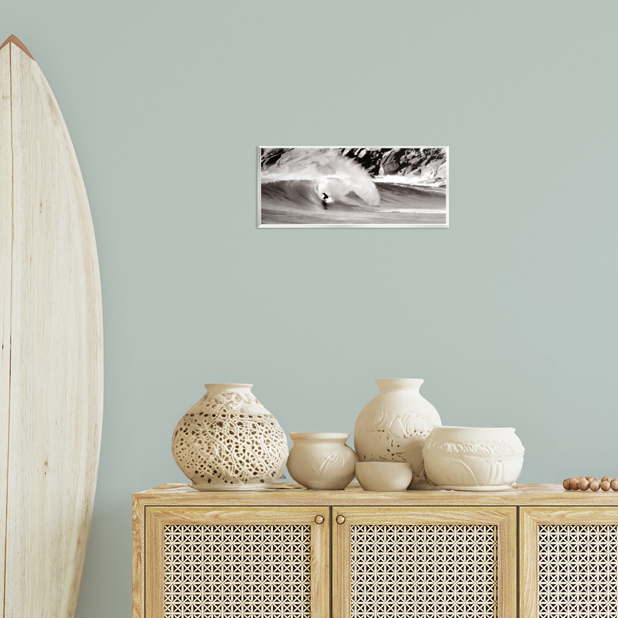 Stupell Industries Surfing Reef Break Coastal Photography Unframed Art Print Wall Art, 17 x 7