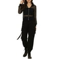 thumbnail image 2 of INSPIRE CHIC Ribbed Cuffs Jacket for Women Hoodie Mesh Bomber Jacket XS Black, 2 of 6