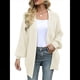 thumbnail image 2 of Chaqueta de Punto Extragrande de Larga con Abertura Frontal y Bolsillos para Mujer, Estilo 2025 Beige XL, 2 of 8