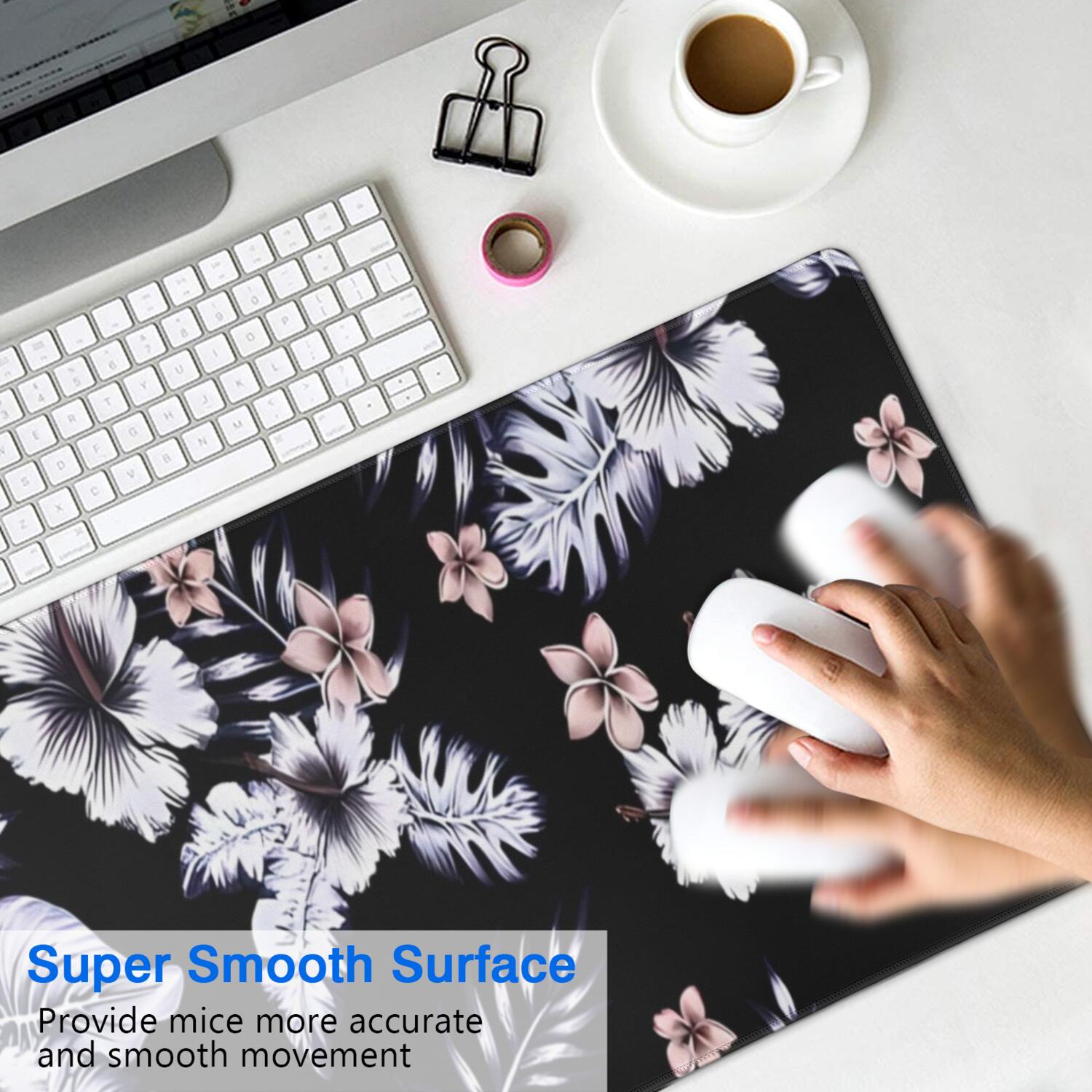 Long Mouse Pads for Desk,Pioneer Flower Floral Print Pattern Desk Mats on Top Of Desks, Desk Mouse Pad Extra Large with 3mm Non-Slip Base and Stitched Edge for Gaming,Office,Work,Home 31.5"x11.8"