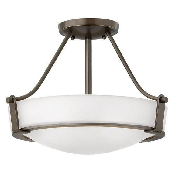 3 Light Medium Semi-Flush Mount in Transitional Style 16 inches Wide By 11.75 inches High-Olde Bronze Finish-Etched Glass Color-Incandescent Lamping