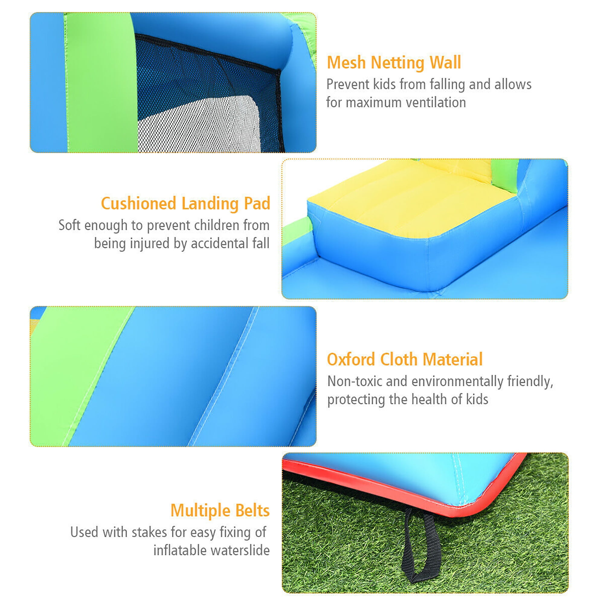 Costway Inflatable Water Slide Kids Bounce House Castle Splash Pool Without Blower
