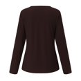 thumbnail image 4 of Wuphunn Long Sleeve Shirts for Women Shirts for Women Tops for Women Trendy Women's Clothing Women's Tops, Tees & Blouses Summer Tops Women's T-shirts Casual Shirts Solid Blouses Tops Brown M, 4 of 9