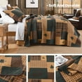 thumbnail image 4 of Bedduvit Lodge Cabin King Size Quilt - 100% Cotton Quilt Set, Brown Hunter Green Plaid Lightweight Bedspread for King Beds, Bear Tree Animal Rustic Farmhouse Bedding Set with 2 Pillow Shams, 4 of 11