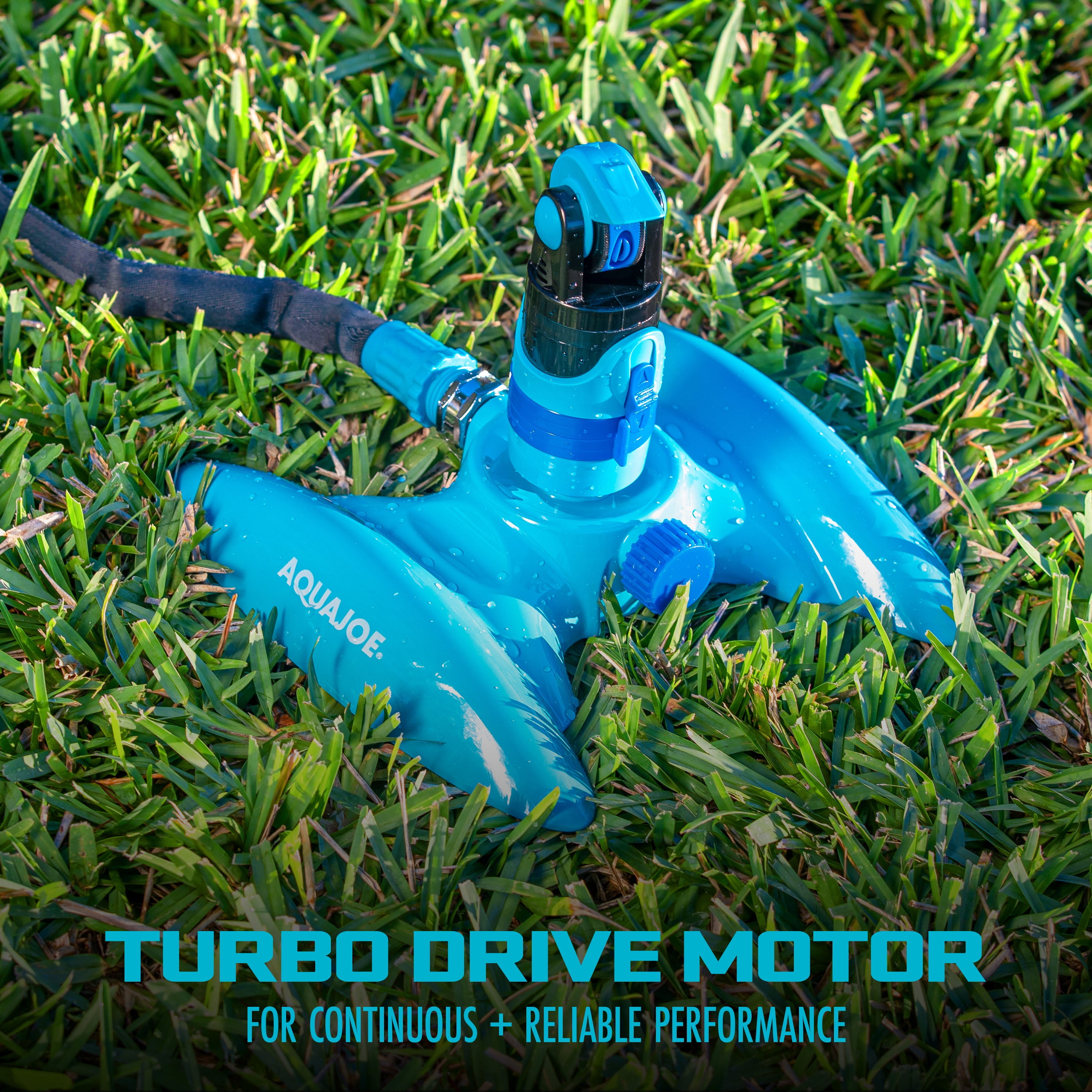 Aqua Joe 4-Pattern Turbo Drive 360º Sprinkler, Customizable Coverage, 3,740 Sq. ft. Max Coverage